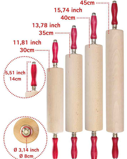 "NXT Board Rolling Pin/Professional Dough Roller with Ball Bearing – Size Overview"